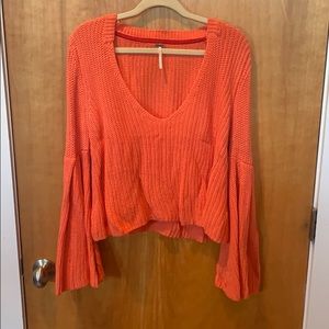 EUC Free People Cropped Sweater with Bell Sleeves